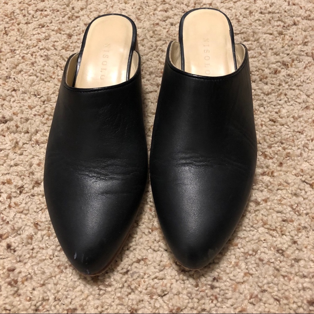 Nisolo mariella mules, black, size 6